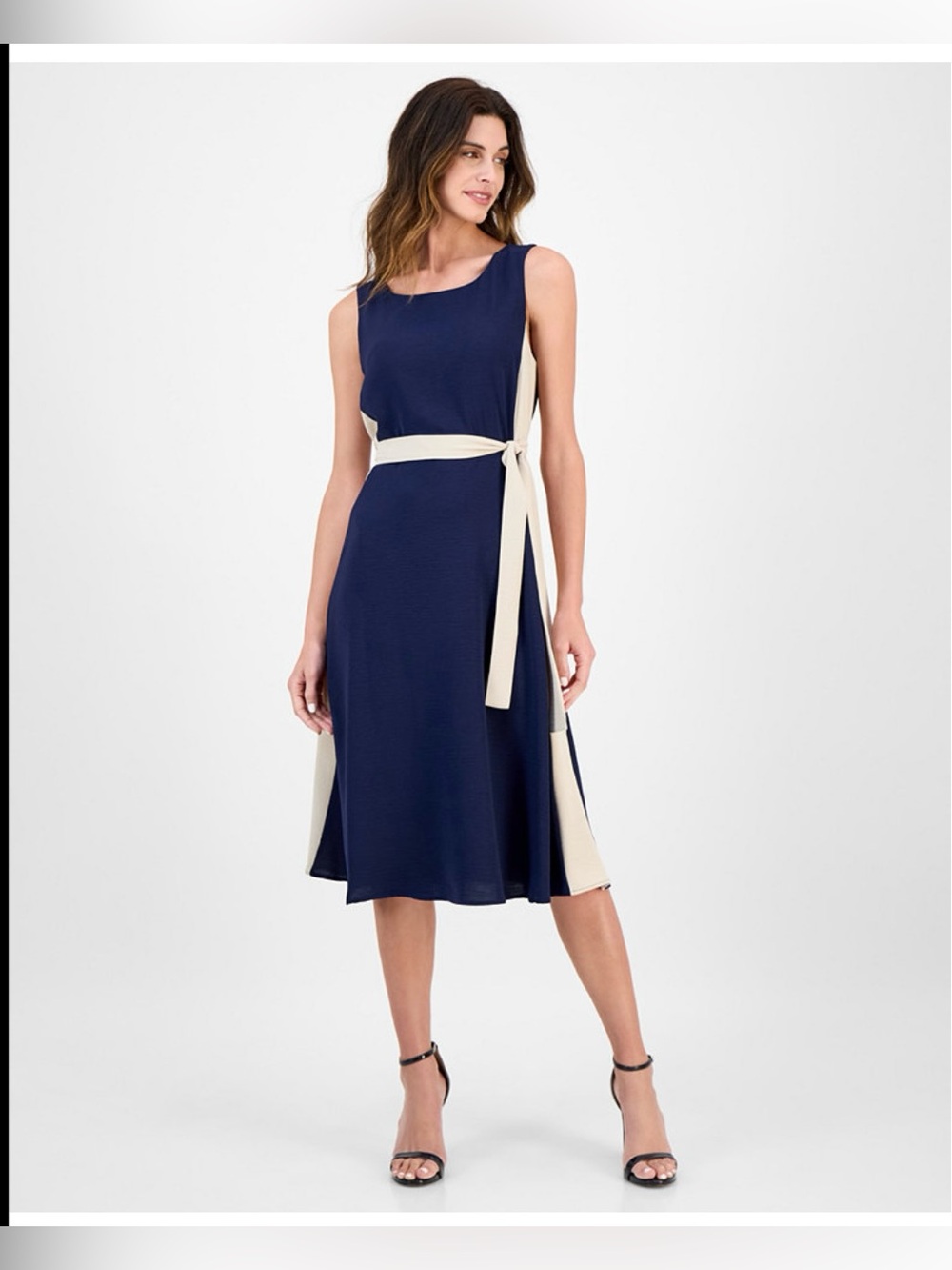 CONNECTED  two tone tie waist dress 10